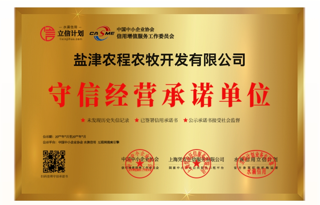 荣誉 证书 立信计划 盐津农程